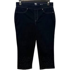 New Directions Capri Crop Jeans Silver Studded Size 10